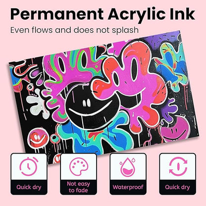 BIGTHUMB 3 Pcs Pink Jumbo Permanent Markers: 15mm Wide Tip Thick Acrylic Paint - Image 3
