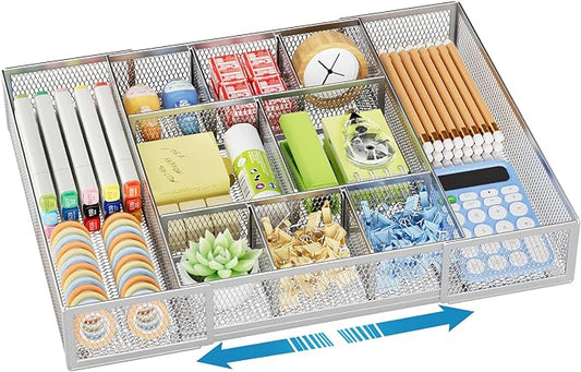 Marbrasse Expandable Desk Drawer Organizer, Mesh Tray by Marbrasse