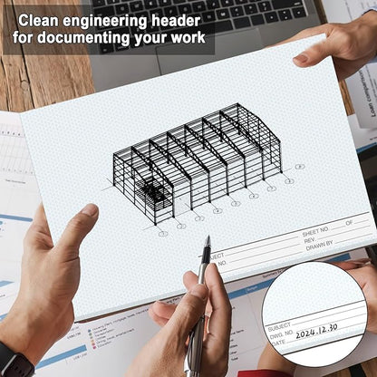 2 Pack 100 Sheets 11" x 17" Isometric Graph Paper Pad Landscape - Image 4