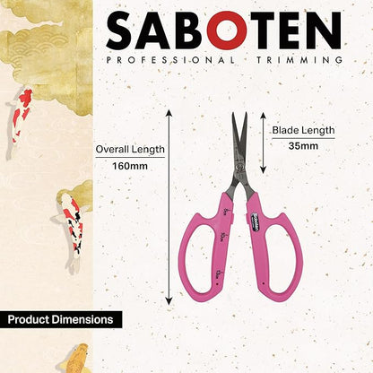 Saboten Stainless Steel Angled Blade Trimming Scissors Pink PT-13 160mm - Image 2