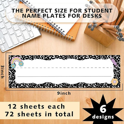 AmazingSpark 72 Pcs Composition Notebook School Name Tags - Image 2
