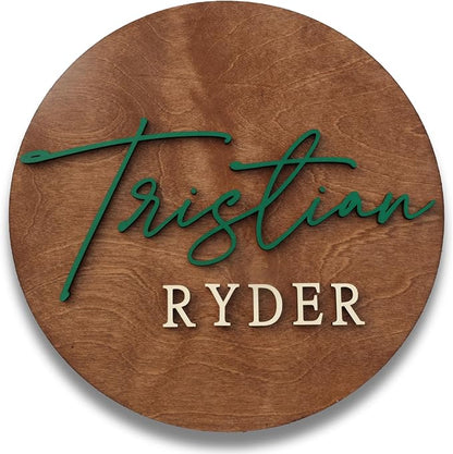 Custom Round Nusery Name Sign, Personalized 3D Baby Name Announcement Sign by Obsidian+Home+Creations