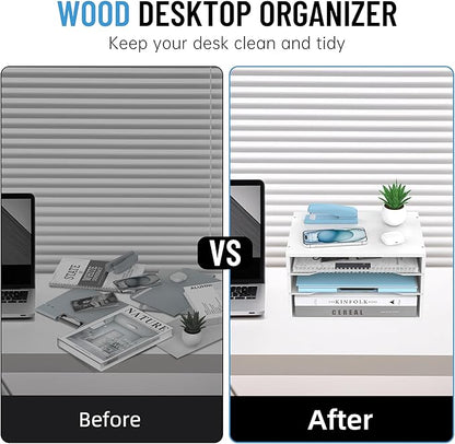 SHARKWOODS Wood Desk Organizer, 3 Tier Paper Tray Organizer - Image 6