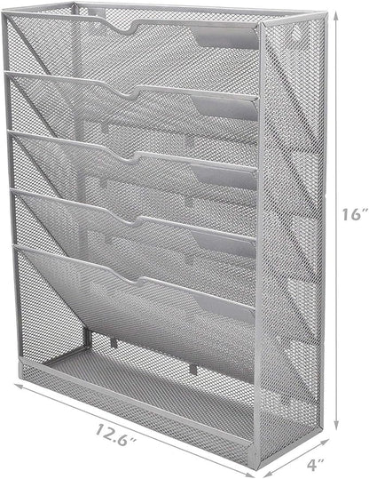 EASEPRES Mesh Wall File Organizer 6 Tier Vertical Mount Hanging Holder Magazine - Image 2