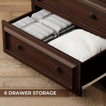 VVFLU Farmhouse 6 Drawer Dresser, Storage Dressers Organizer - Image 5