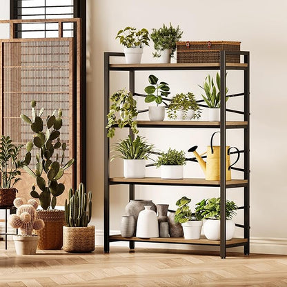 4 Tier Bookshelf 31.49" Width, Tall Book Shelf Storage and Organization - Image 5