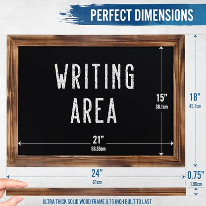 HBCY Creations 18" x 24" Torched Brown Solid Wood Frame Wall Chalkboard - Image 2