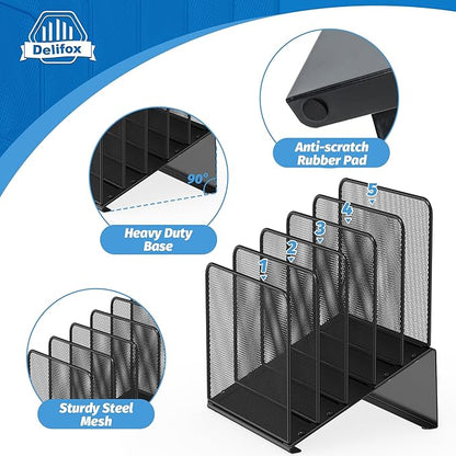2 Pack Inclined 5-Section Desk File Organizer, Vertical File Folder Holder File - Image 3