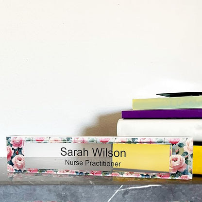Signs ByLITA Floral Pattern Customized Nameplate | Rose Blush Personalized Full - Image 3