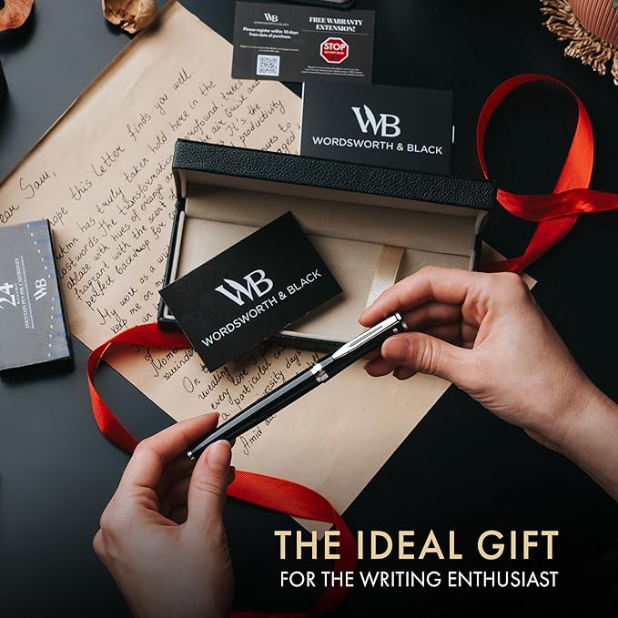 Wordsworth & Black Fountain Pen Set, Medium Nib, Includes 24 Ink Cartridges and - Image 3