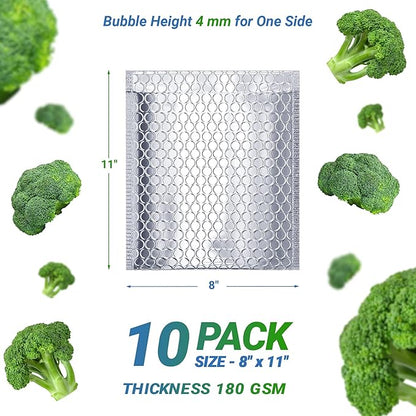 Amiff Silver Thermal Bubble Mailer, 8 x 11 Inches. 10 Pack Metallic Bubble - Image 2