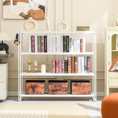 HCHQHS Bookshelf, 4-Tier Industrial Bookcase, Freestanding Tall Bookshelves - Image 2