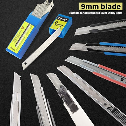 Gomake 100PCS 9mm Box Cutter Knife Replacement Blades 60 Degree Carbon Steel - Image 5