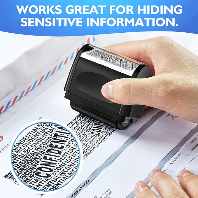 Identity Theft Protection Roller Stamp, 1 Refill Ink - Image 2