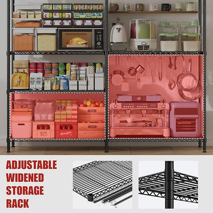 REIBII 61.7''W Storage Shelves Load 1220LBS Wire Shelving Unit 4 Tier Metal - Image 6