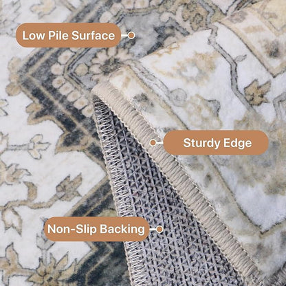GENIMO 7'6''x9'6'' Area Rugs for Living Room, Machine Washable Non Slip Vintage - Image 5