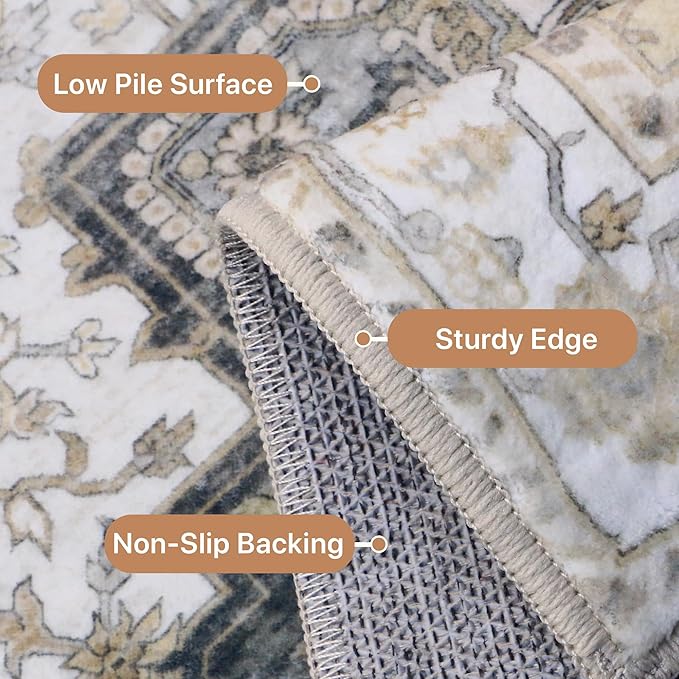 GENIMO 5x7 Area Rugs for Living Room, Machine Washable Non Slip Vintage Rugs - Image 5