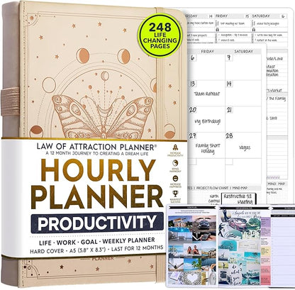 Hourly Planner - Undated Weekly & Monthly Planner, 12-Month Journey to Increase by FreedomMastery