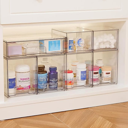 Vtopmart 7.6" H Clear Stackable Storage Drawers, 4 Pack Plastic Organizers Bins - Image 8