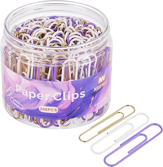 NEEWAY 200pcs Large Purple Paper Clips, 2 Inch Jumbo Paper Clip, Ceative by NEEWAY
