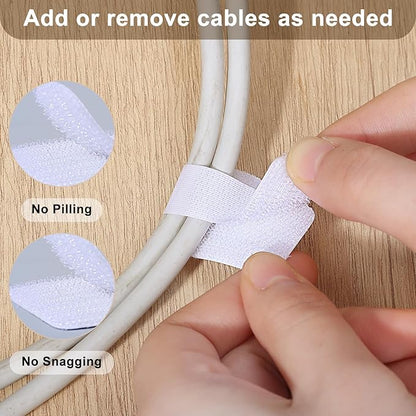 100 Pcs Hook and Loop Cable Straps, Under Desk Cord Management Self Adhesive - Image 6