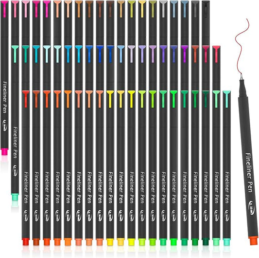 Tebik 65 Pack Planner Colored Pens, 60 Assorted Colors Drawing Pens by Tebik