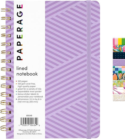 PAPERAGE Lined Spiral Journal Notebook, 160 Pages, Hardcover Journal by PAPERAGE