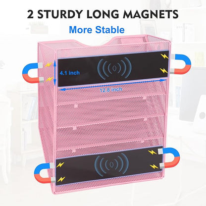 EASEPRES Magnetic 5 Pocket Mesh Hanging File Organizer, Wall Mounted Mail Paper - Image 2