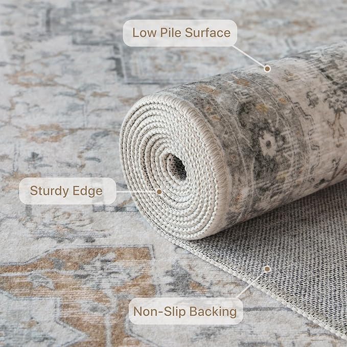 GENIMO Runner Rug 2PCs, Machine Washable Non Slip Vintage Hallway Runner Rug - Image 6