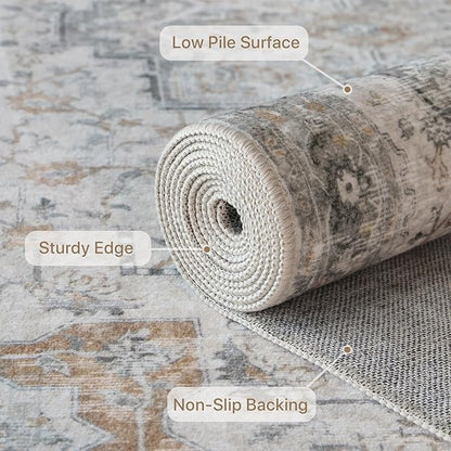 GENIMO 9x12 Area Rugs for Living Room, Non Slip Machine Washable Vintage Rugs - Image 5
