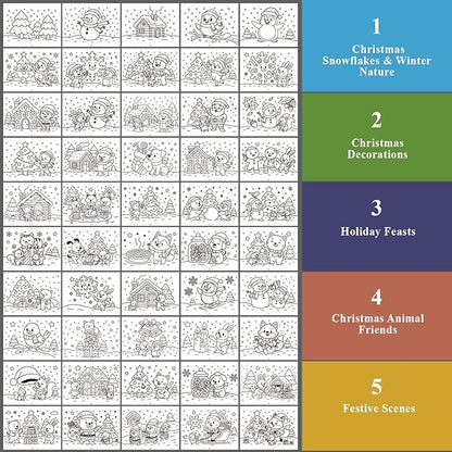 Fuxi Christmas Coloring Books for Kids Ages 8-12, 60 Sheets Blank Sketchbook + - Image 4