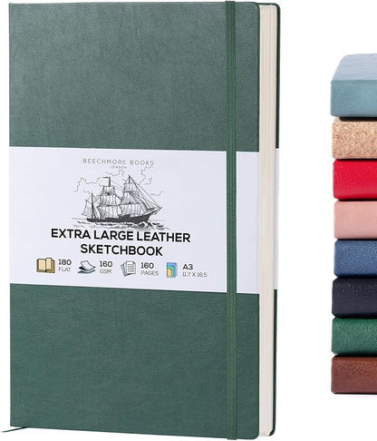 Beechmore Books A3 Sketchbook – 11.7x16.5 Premium Vegan Leather Bound Large by BeechmoreBooks