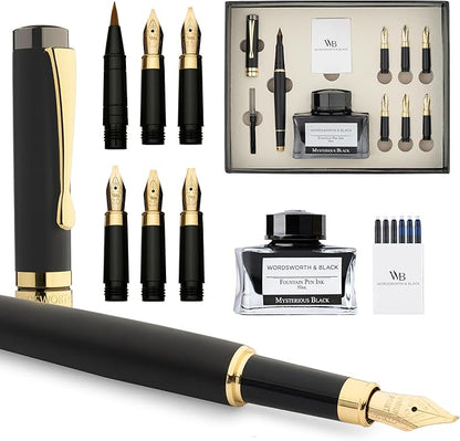 Wordsworth & Black Calligraphy Pen Gift Set, Includes Ink Bottle, 6 Ink by WordsworthBlack