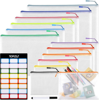 YOPCDJ 12 Mesh Zipper Pouch Bags by YOPCDJ