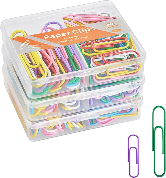 NEEWAY Colorful Paper Clips Assorted Sizes, Small and Large Paperclips by NEEWAY