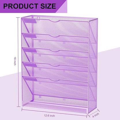 GDINDINFAN Hanging Wall File Organizer 6 Tier Wall Mounted Mail Paper Folder - Image 3