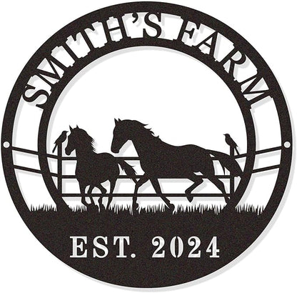 Personalized Horse Ranch Metal Sign Custom Farm Metal Wall Art Horse Name Sign by HYTSIGN