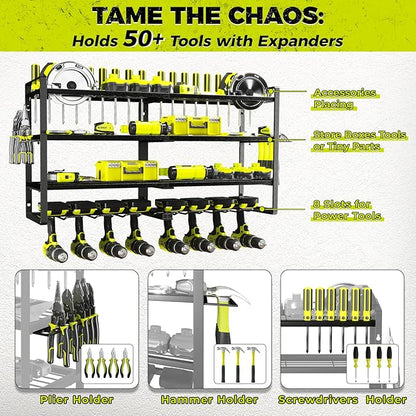 KAFAHOM Power Tool Organizer-8 Drill Holder Wall Mount, 4 Layer Heavy Duty - Image 2