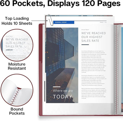 Dunwell Presentation Binder 60-Pocket, Displays 120 Pages, 8.5x11 Portfolio - Image 4