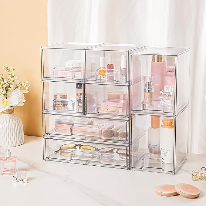 Vtopmart Clear Stackable Storage Drawers Set of 5, Plastic Organizer Bins - Image 6