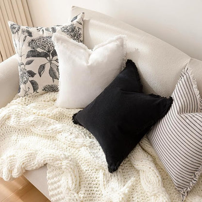 Foindtower Set of 2 Decorative Linen Fringe Throw Pillow Covers Cozy Boho - Image 6