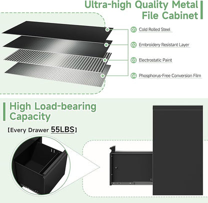 2-Drawer File Cabinet with Lock, Metal Vertical Filing Cabinets - Image 7