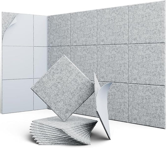 UNECHO 12 Pack 12" X 12" X 0.4" Acoustic Panels by UNECHOACOUSTIC