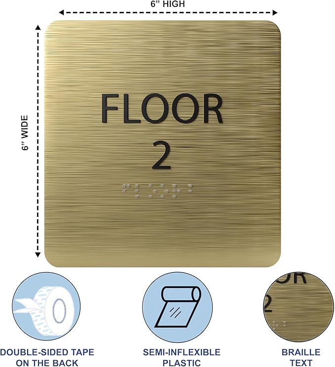 Khaki w/Black ADA Floor 2 Sign - Image 3
