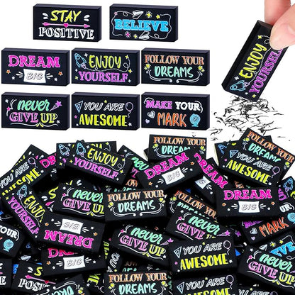 Dunzoom 100 Pcs Inspirational Pencil Erasers Bulk by Dunzoom