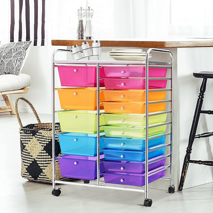 DORTALA 15-Drawer Rolling Storage Cart - Image 2