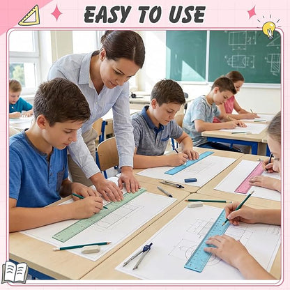 ForraFun 120 Pcs 12 Inch Plastic Ruler Bulk Colorful Transparent Ruler - Image 6