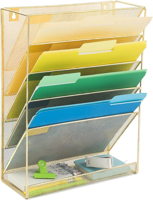 EASEPRES Desk File Organizer Mesh 6-Tier, Hanging Wall Mount Document by EASEPRES