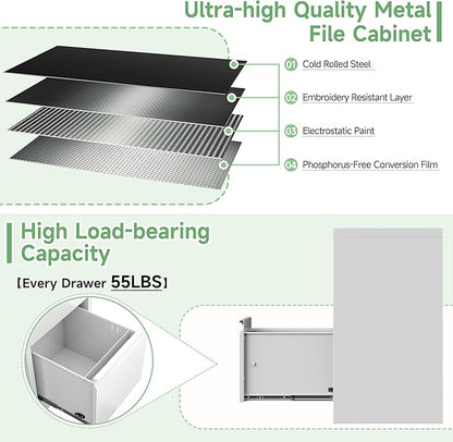 2-Drawer File Cabinet with Lock, Metal Vertical Filing Cabinets - Image 7