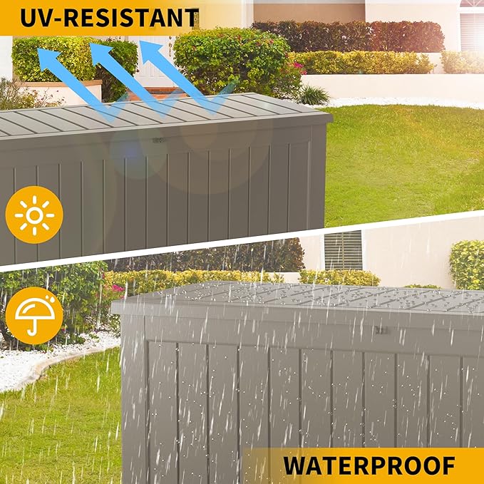 Decksplore 270 Gallon Outdoor Storage Box Waterproof Lockable Resin Deck Box - Image 3